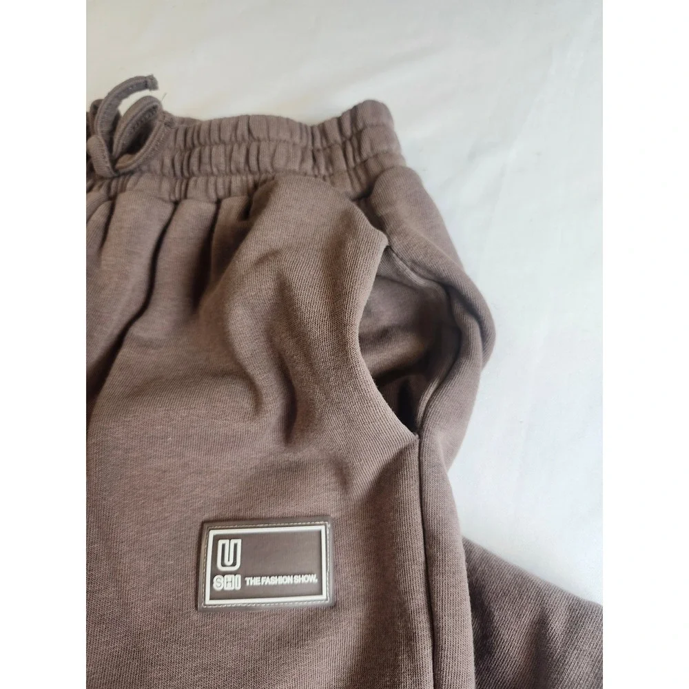SHEIN Teen Girls Brown Wide Leg Sweatpants Drawstring Pockets Size 10-11Y 146